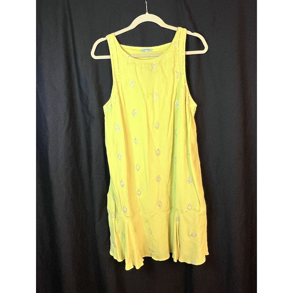 LEIFNOTES Anthropologie Ponderosa Boho Dress Sequins Yellow Tank Sleeveless‎ 12